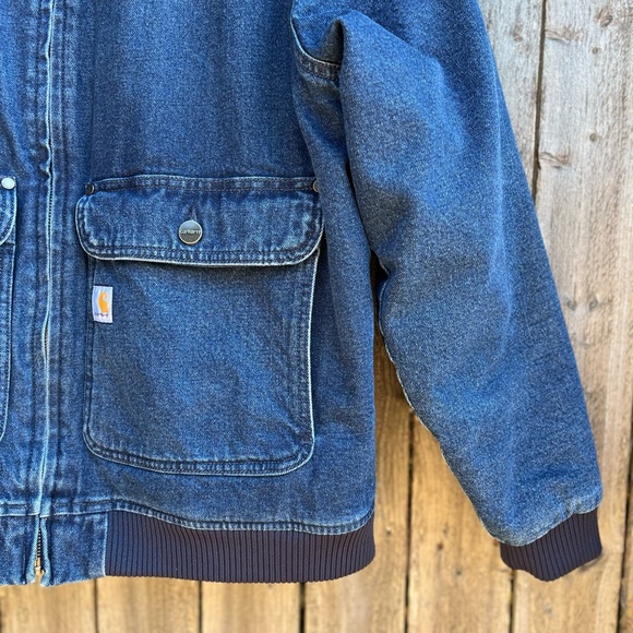 Carhartt Sherpa Lined Denim Jacket, Womens XL, Blue Crewneck - Picture 7 of 7